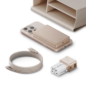 Energea VOYAGER Kit,Travelworld Adapter 25,Alupac 10K,Helex 1.5,Beige Pouch – Gold