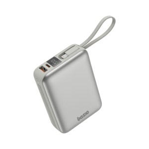 BAZIC GoPower Fusion Mini 20K 3-In-1 20000mAh Power Bank with Build-In USB-C and Lightning Cable – Pebble