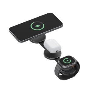 Energea AluMag Trio 3in1 Foldable Qi2 Aluminium Wireless Charger 15w – Gunmetal