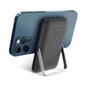 UNIQ HOVEO MAGNETIC FAST WIRELESS USB-C PD POWER BANK WITH STAND 5000MAH – CHARCOAL (GREY)