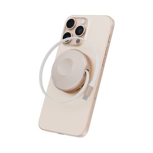 ENERGEA MagDuo Arc 2-In-1 Apple Watch Charger with Retractable Cable – Gold