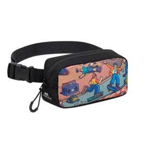 RIVACASE 5410 Black Waist Print bag “Skaters”