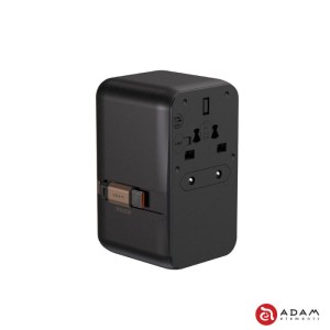 Adam Elements T100L 100W Universal Travel Adapter with Built-In USB-C Cable – Black