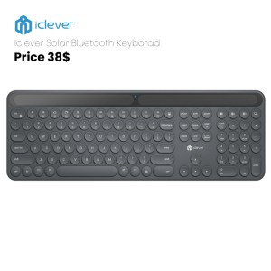 iClever BK60 Solar Bluetooth Keyboard – Black