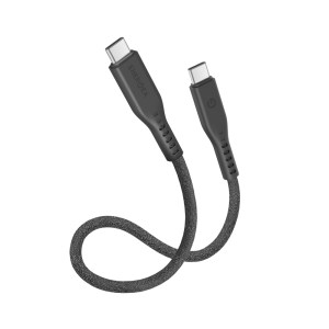 ENERGEA FLOW USB 3.2 GEN 2 C-C CABLE 20GBPS, 240W WITH VELCRO CABLE TIE 30CM – BLACK