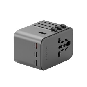Energea TravelWorld Adapter Gan45 3C2A 45W – Gunmetal