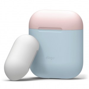 AIRPODS DUO CASE / Body-Pastel Blue / Top-Pink, White