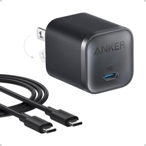 Anker Nano Charger 45W with USB-C to USB-C Cable – Black