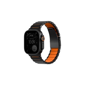 UNIQ STROVA Flex Self-Adjustable Steel Link Apple Watch Band 44/45/46/49mm – Black/Volt Orange