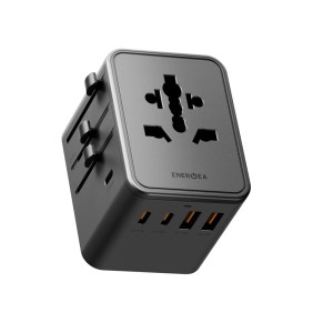 ENERGEA TRAVELWORLD ADAPTER GAN45 MINI , 3 SOCKETS 3C2A 45W – GUNMETAL