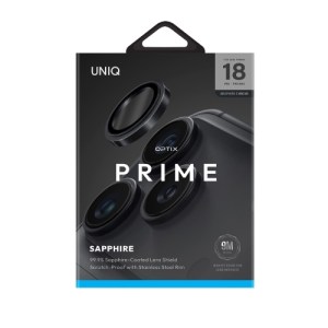 Uniq Optix Prime Stainless Steel Frame Sapphire Camera Lens Protector 18 Pro | 18 Pro Max – Graphite Chrome