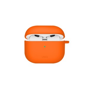 Uniq NEXO Active Hybrid Silicone AirPods 4 Case with Sports Ear Hooks – Orange