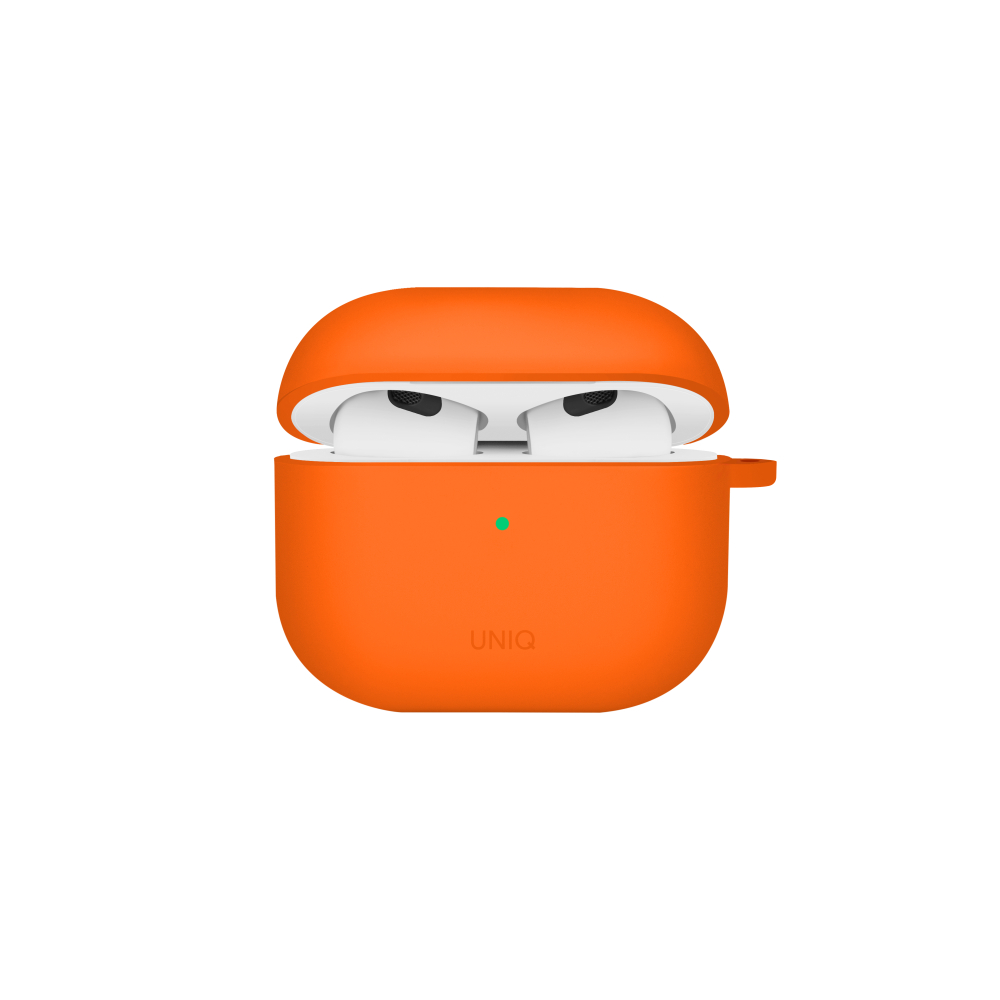 Uniq NEXO Active Hybrid Silicone AirPods 4 Case with Sports Ear Hooks - Orange