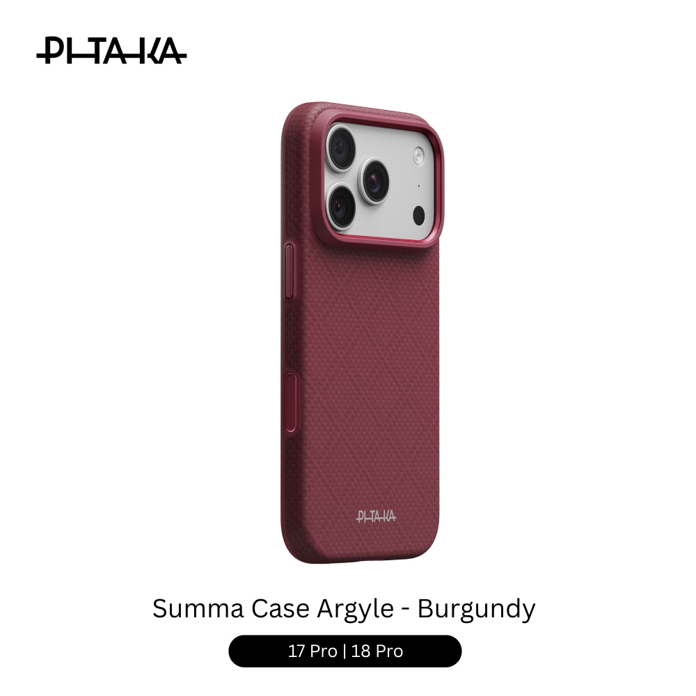 Pitaka Summa Case Argyle 17 Pro | 18 Pro - Burgundy