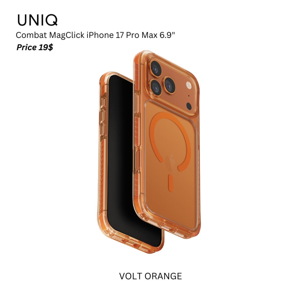 Uniq Hybrid Combat MagClick iPhone 17 Pro Max 6.9" - VOLT ORANGE