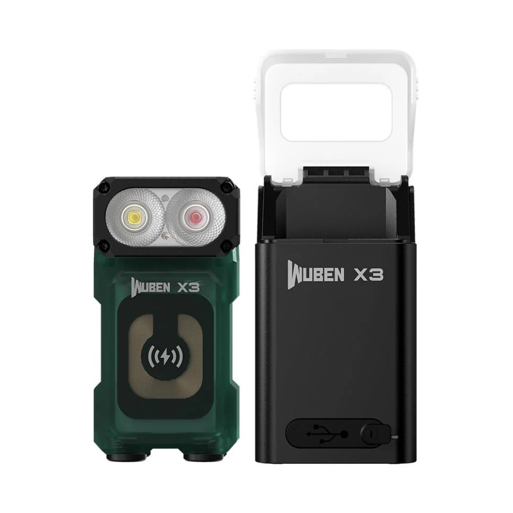 WUBEN X3 Owl EDC Flashlight 700 Lumens - Green with Black Charging Box